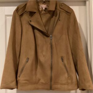 Philosophy Faux Suede Moto Coat Full Zip- Tan (2X)